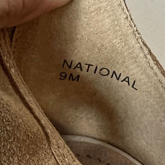 Tahari Suede Leather Heeled Sandals Women's Sz 9M Brown Beige Open Toe Back Zip - Picture 11 of 12